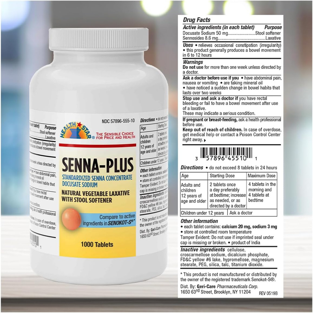 Senna Laxative Tablets 1000 Count