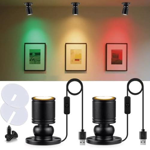 USB Powered Mini Spotlights for Displays 2-Pack – 5V Small LED 2PACK Warm Light
