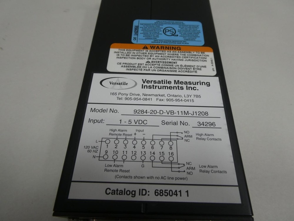 Versatile Measuring Instruments 9284-20-D-VB-11M-J1208 Panel Meter 0-75c