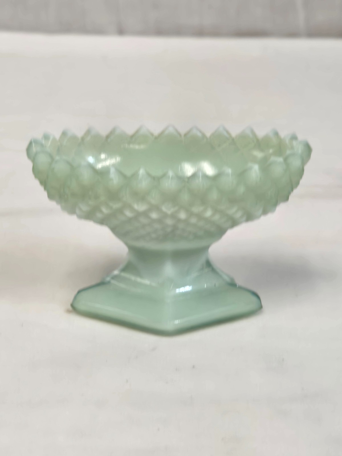 Hobnail Salt Cellar By Westmoreland jadeite green milk glass
