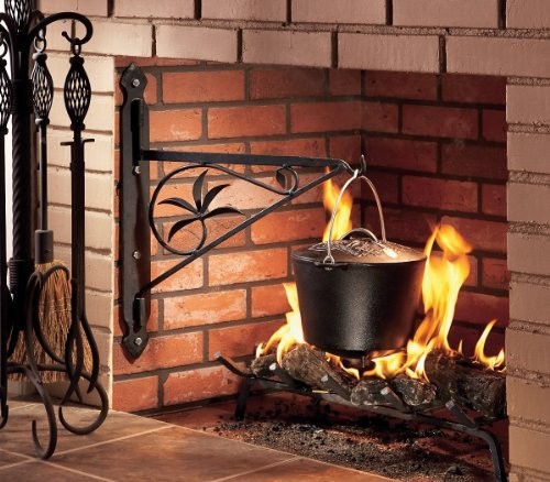 Crane, 18-inch Fireplace Pot Hanger Bracket, Black