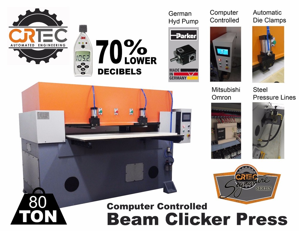 NEW!! CJRTec 80 Ton Computer Controlled Beam Clicker Press - Die Cutting Machine