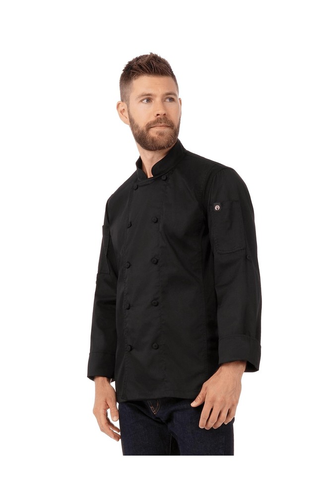 Chef Works Men's Bowden Chef Coat Small Black