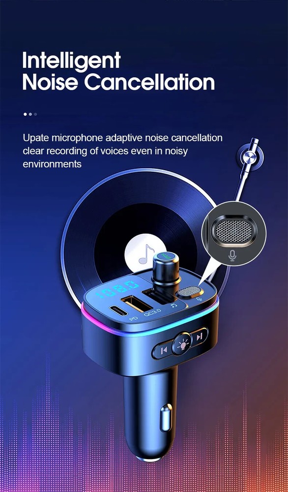 FM Transmitter Wireless Bluetooth Car Kit Radio Adapter USB Type C Charger Call