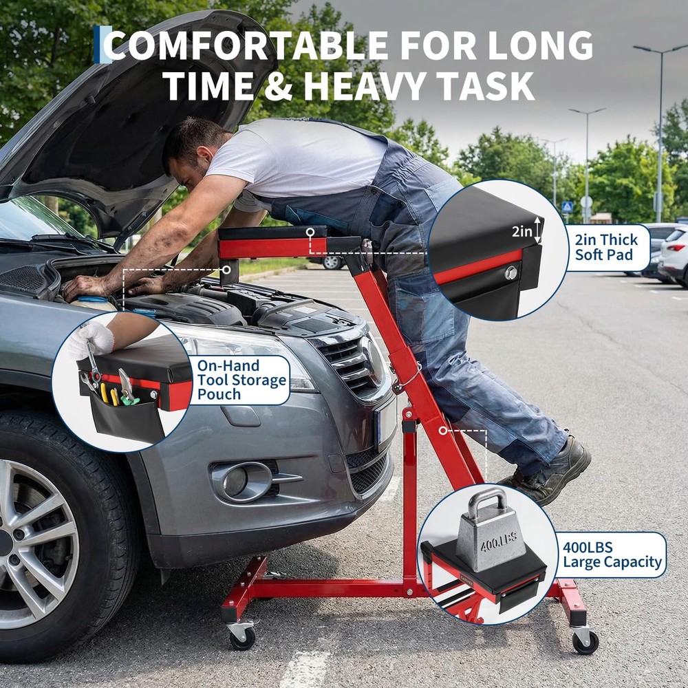 51 to 71 in Adjustable Height Foldable Automotive Engine Topside Rolling Creeper