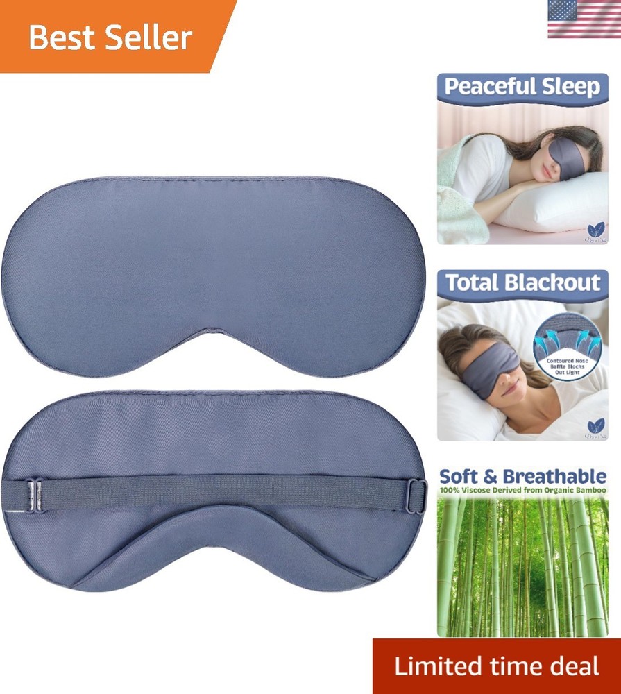 Cooling Light Blocking Eye Mask with Adjustable Strap - Navy Gray Bamboo Viscose
