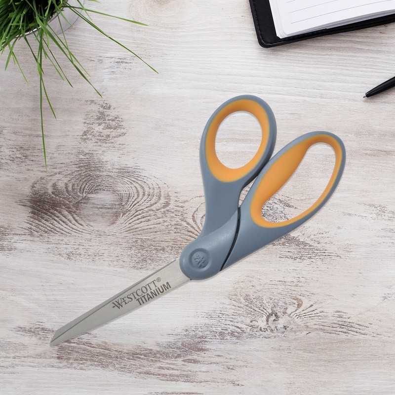 Titanium Scissors 8 Inch Bent Handle Crafting Shears Soft Grip Durable New
