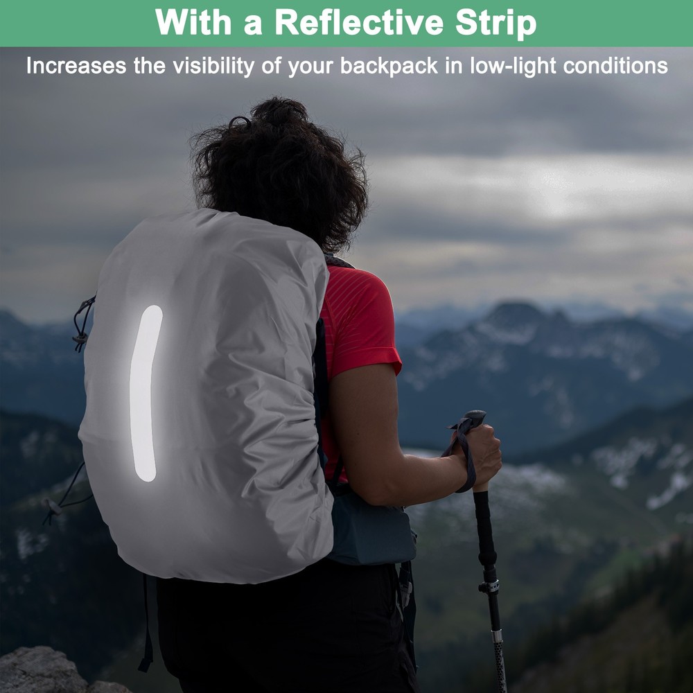 75L-85L Backpack Rain Cover with A Vertical Reflective Strap [Silver]