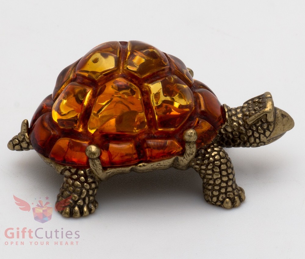 Solid Brass Amber Figurine Tortoise Turtle talisman Totem IronWork
