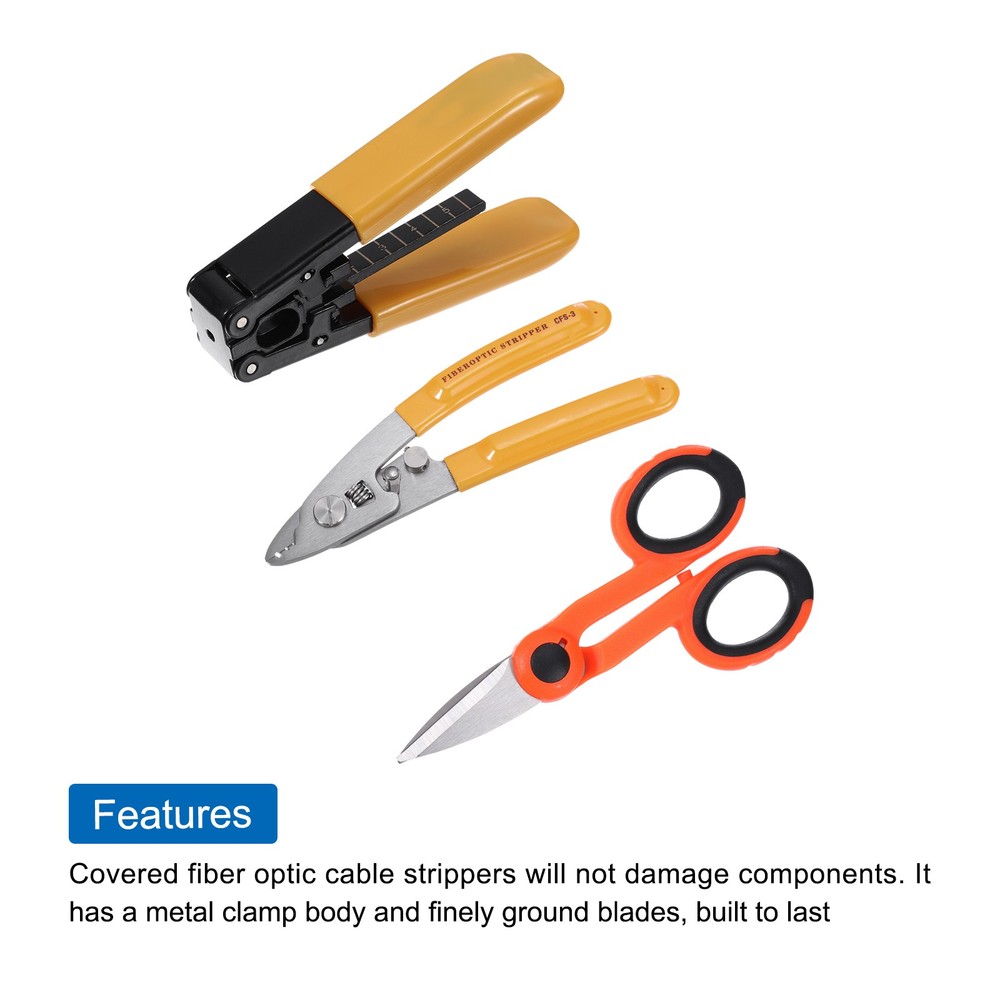 Optical Fiber Tool with Fiber Optic Stripper, Three Hole Stripper, Scissors