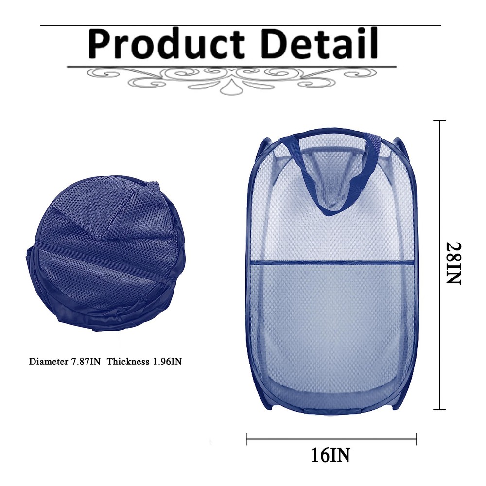 Collapsible Pop Up Laundry Hamper, Extra Large Mesh Foldable Laundry Basket, ...