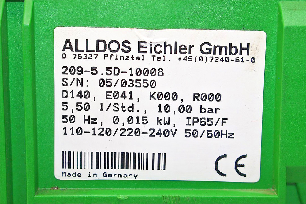 ALLDOS EICHLER DDI 209-5.5D-10008 DIGITAL DOSING PUMP