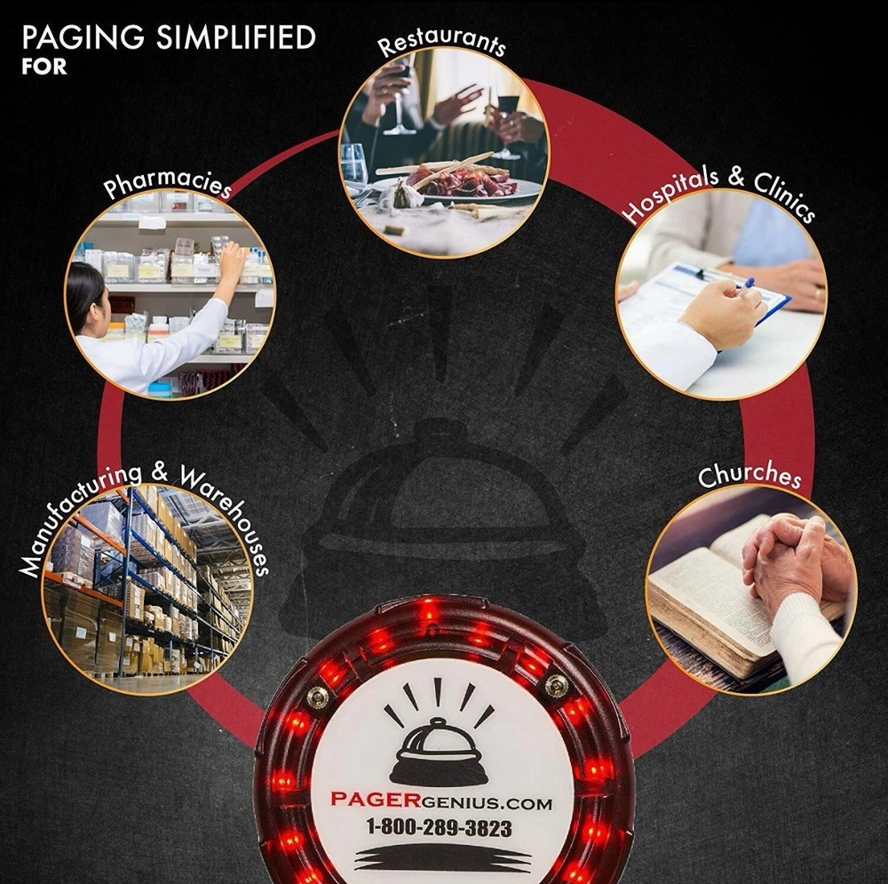 Pager Genius 10 Restaurant Coaster Pagers *Complete Paging System*