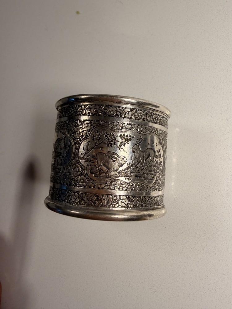 Antique Middle Eastern Solid Silver Napkin Ring