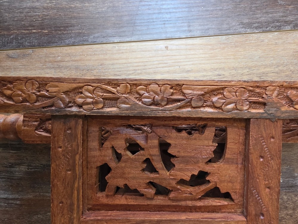 Moroccan Folding Vintage Wood Table Base - Does Not Include Tray