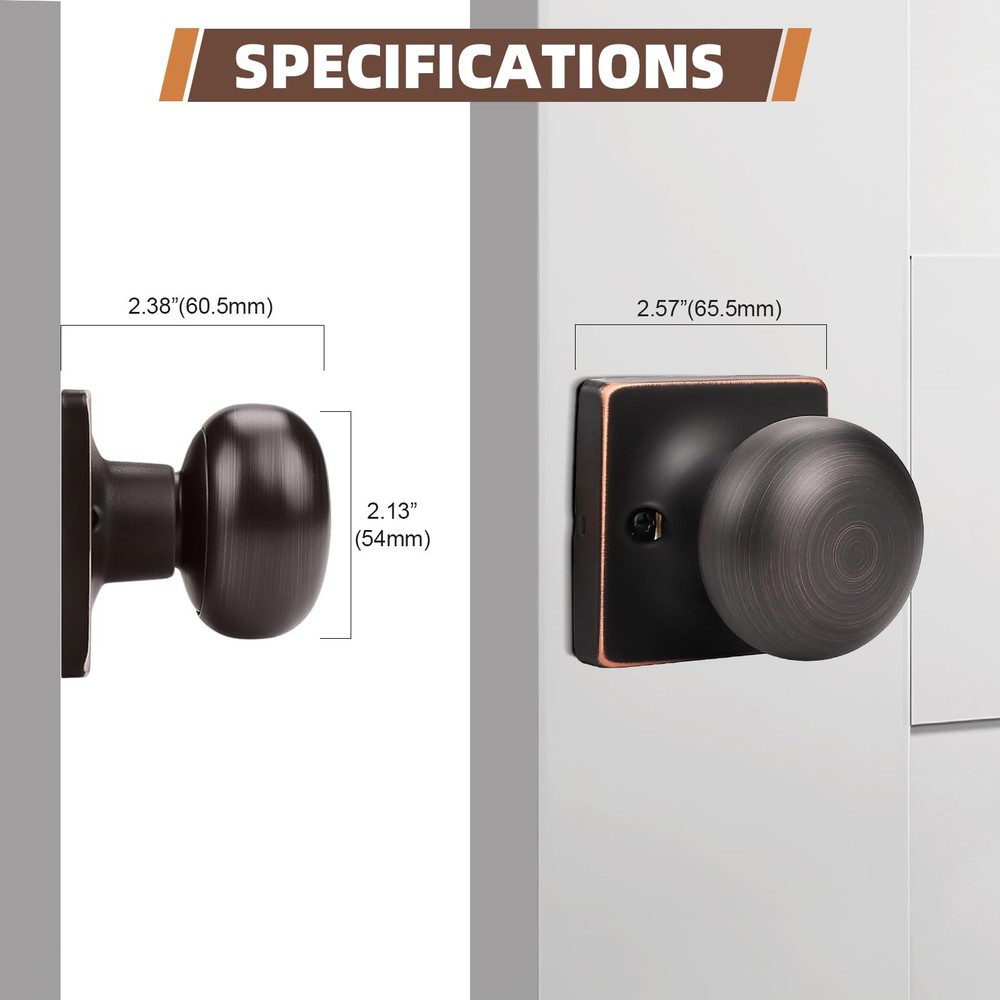 2 Pack Single Dummy Door Knobs Oil Rubbed Bronze Interior Dummy Knobs for Fre...