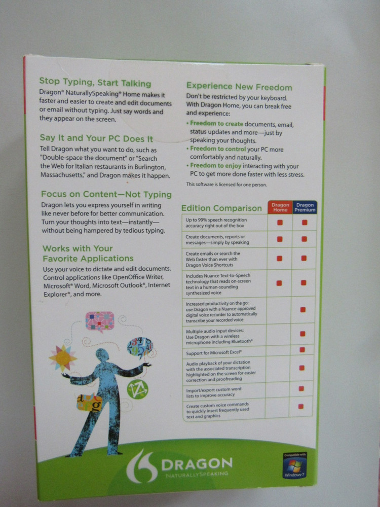 Dragon Naturally Speaking Speech Recognition Software Version 11 with Headset