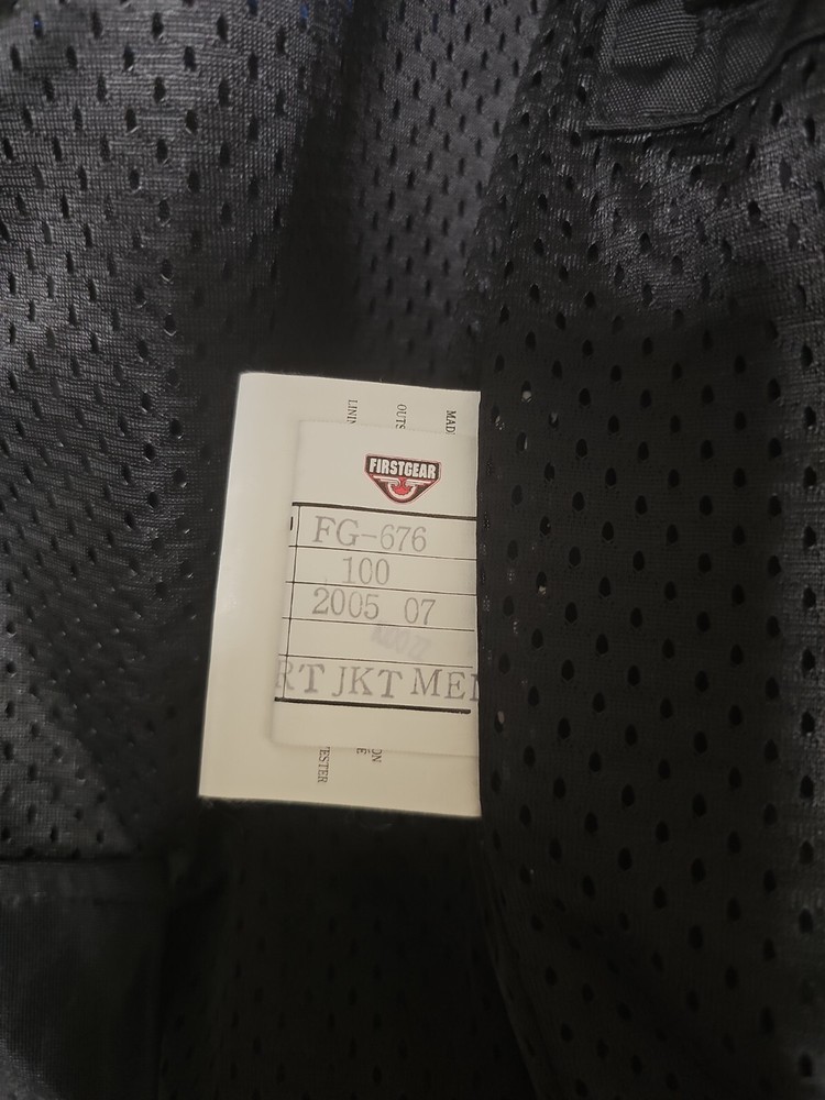 Firstgear Motorcycle Jacket Small Blue Black Embroidered Patches Safe Hypertex