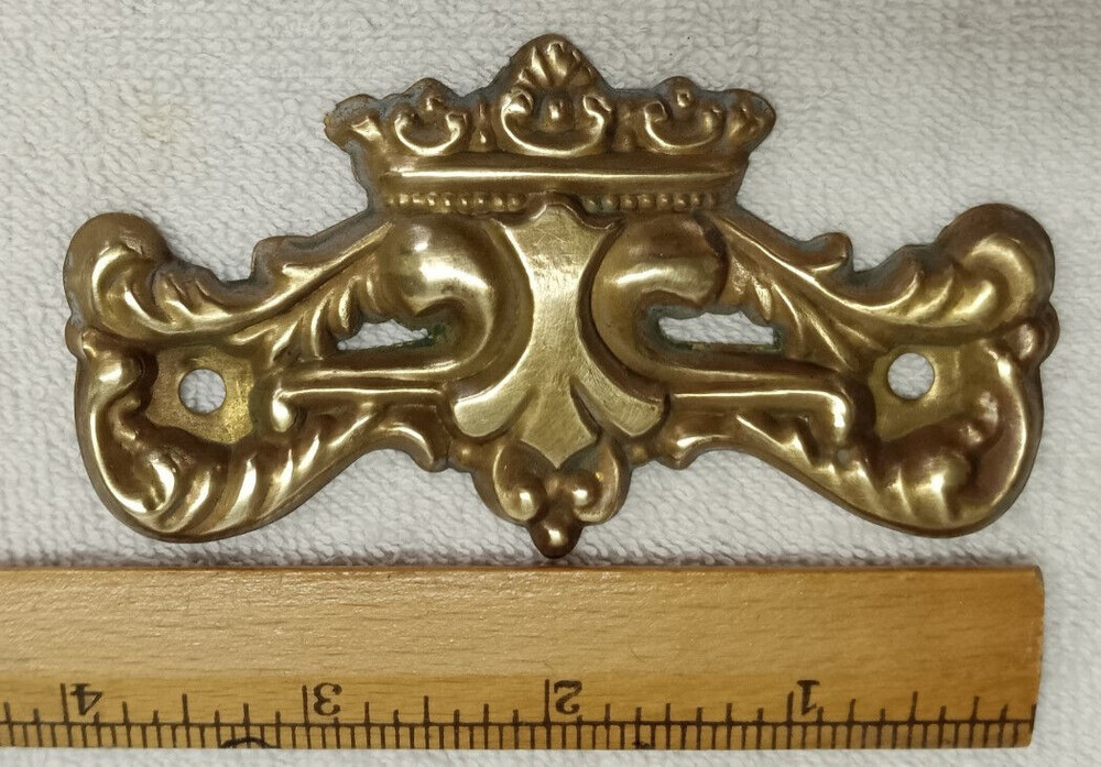 ORIGINAL ANTIQUE STAMPED BRASS DROP HANDLE DRAWER ,DESK,BIN, DOOR HANDLE/PULL