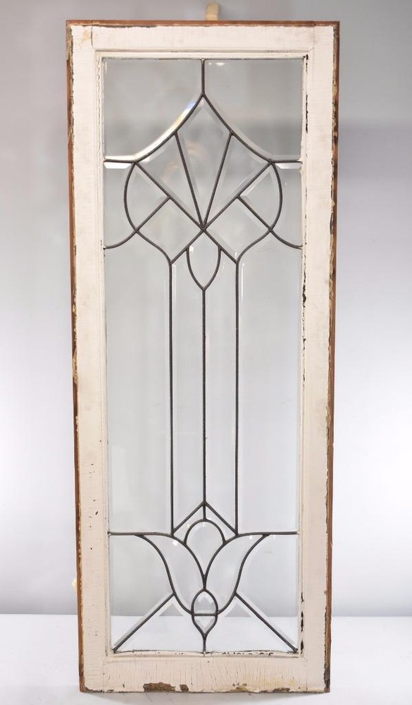 ANTIQUE LARGE BEVELED CLEAR GLASS WINDOW