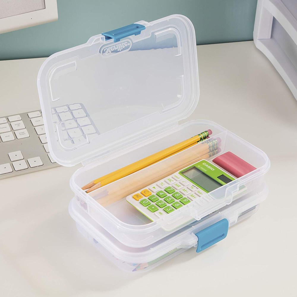 Sterilite Convenient Small Divided Clear Storage Box w/ Latching Lid, (12 Pack)