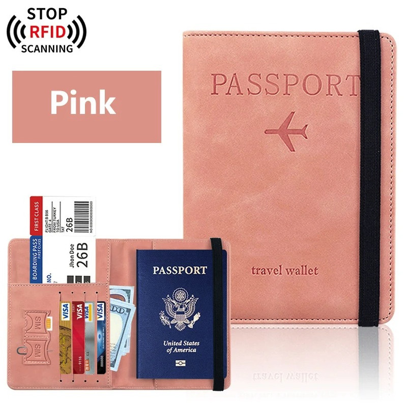 1pc Passport Holder PU Travel Wallet RFID Blocking Cover Case Unisex - NEW