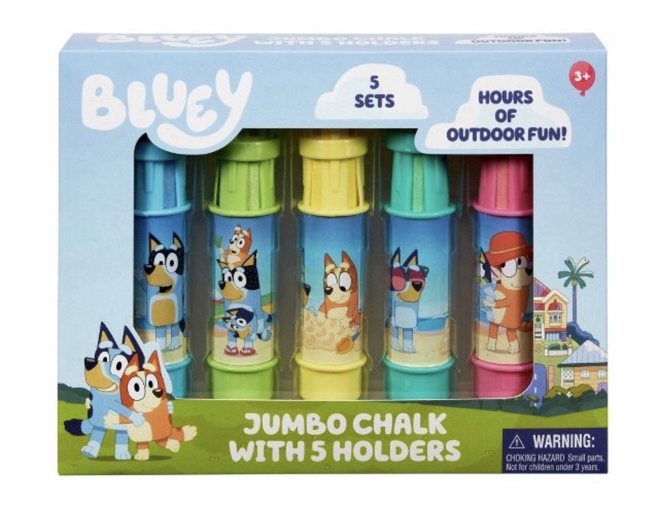 Bluey Jumbo Sidewalk Chalk with Five Holders Assorted Colors ( Qty 2 Boxes )