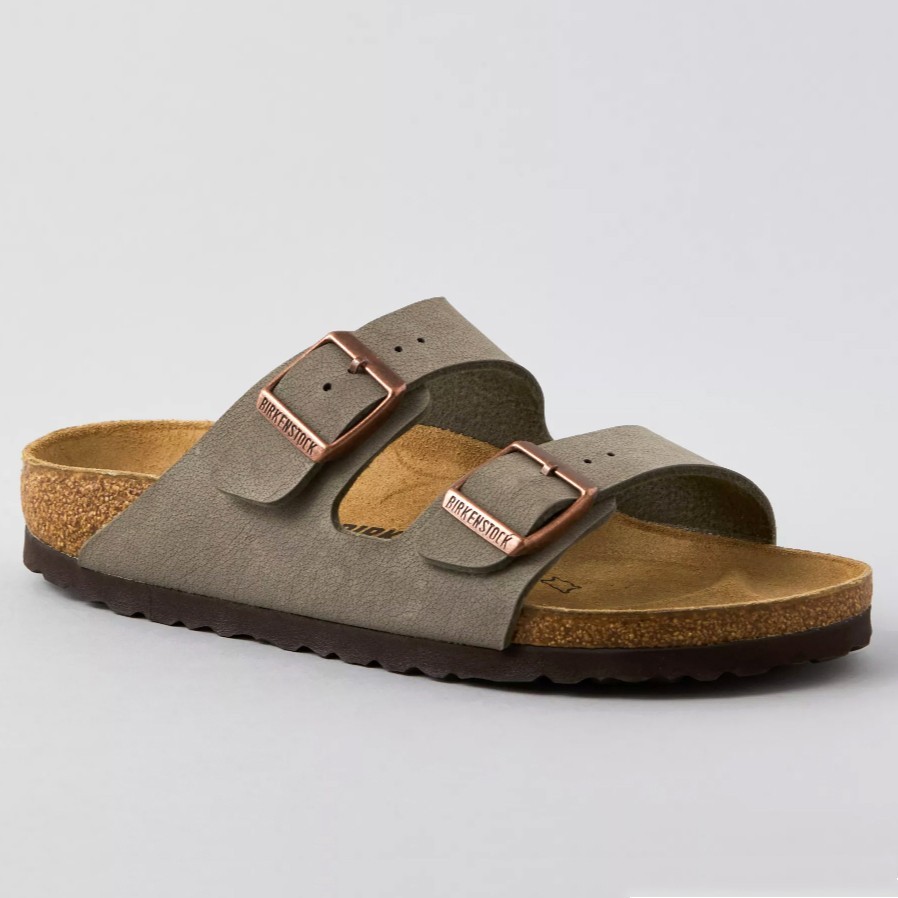 Birkenstock Arizona Birkibuc Stone Soft Footbed Unisex Comfort Sandals