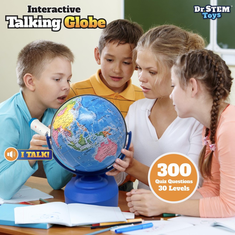 Interactive Talking Globe with Smart Pen, Game Panel, 300+ Geographic Quiz Qu...