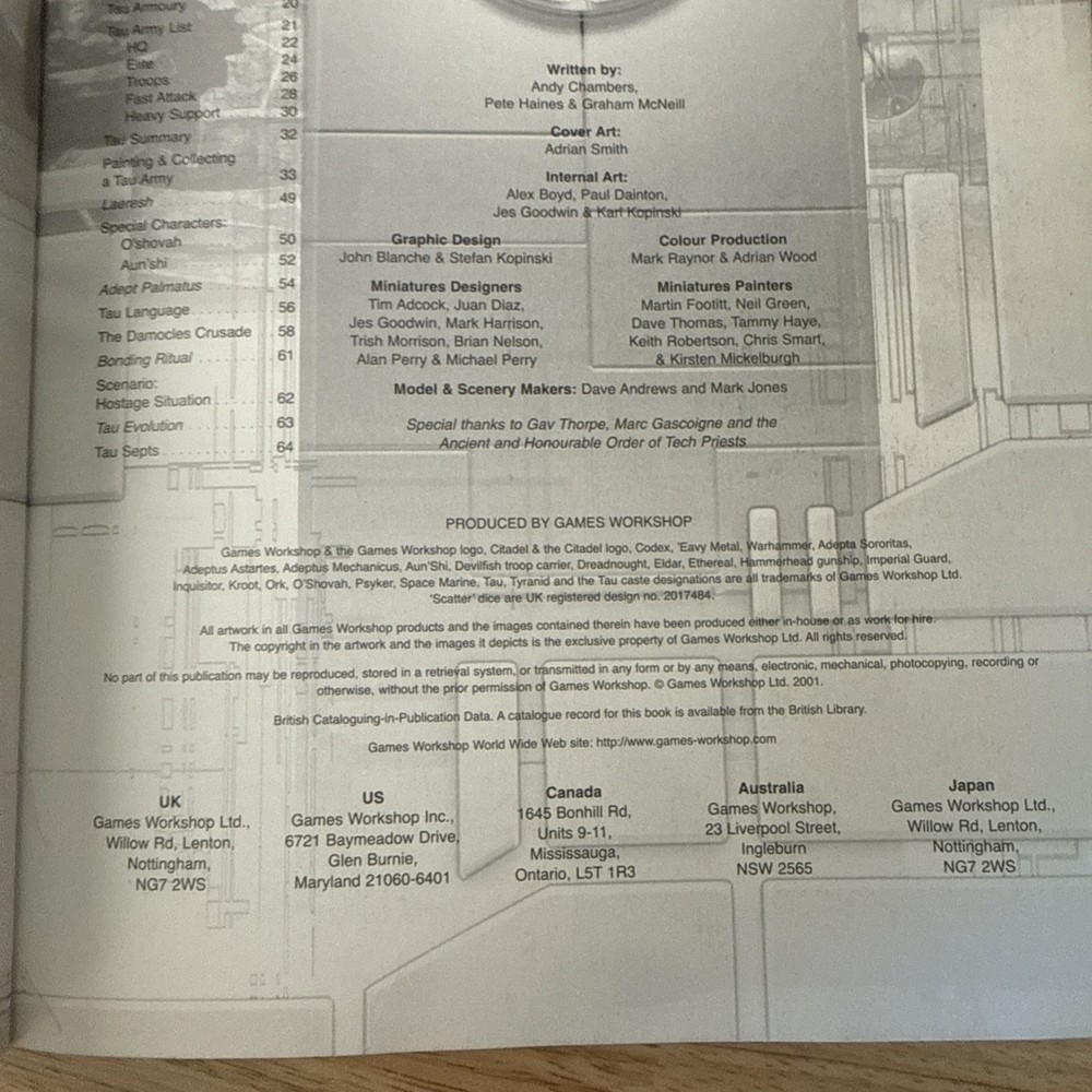 Tau Empire Codex Warhammer 40K Games Workshop 2001