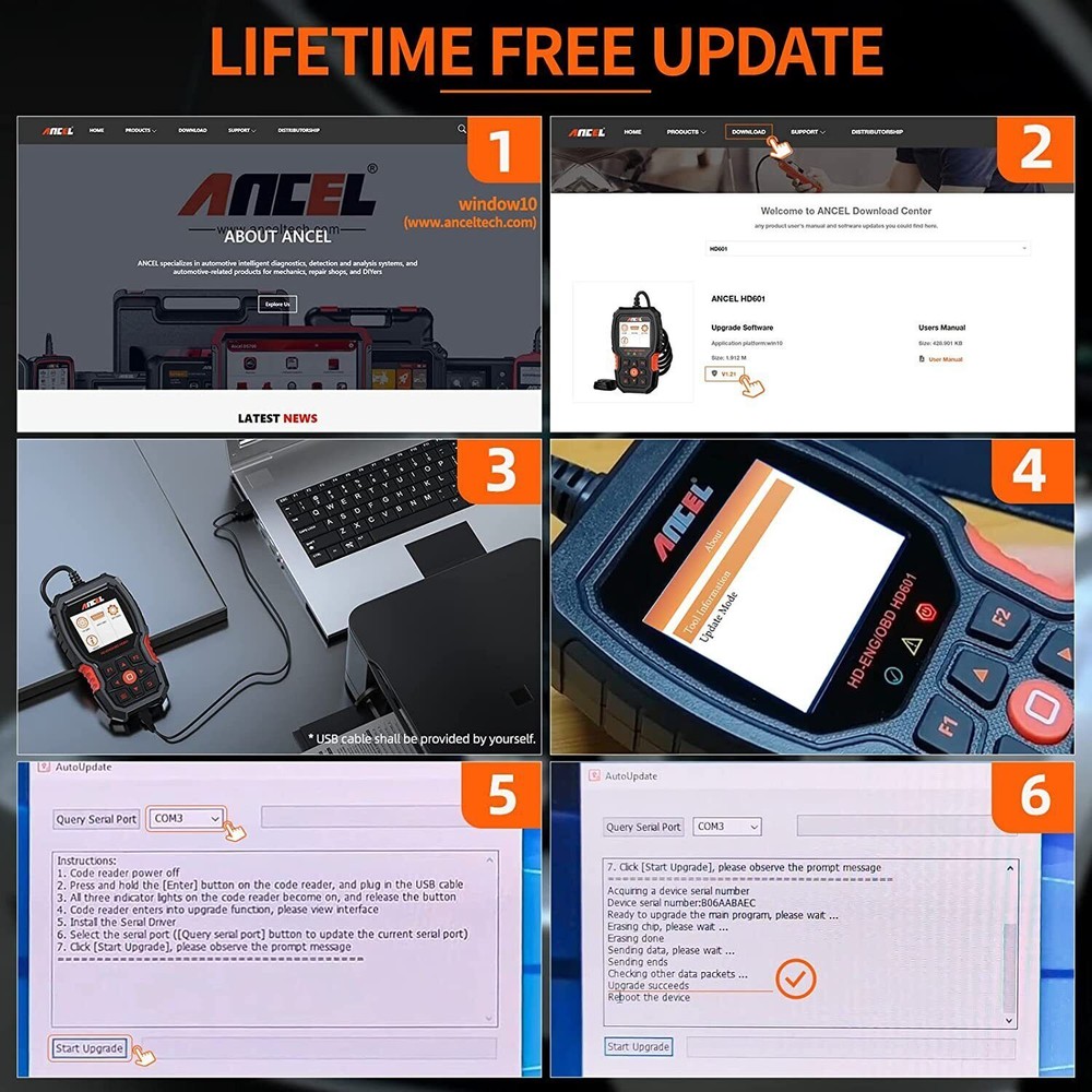 ANCEL HD601 Heavy Duty Truck Diagnostic Scanner Tool Code Reader Reset DPF ABS