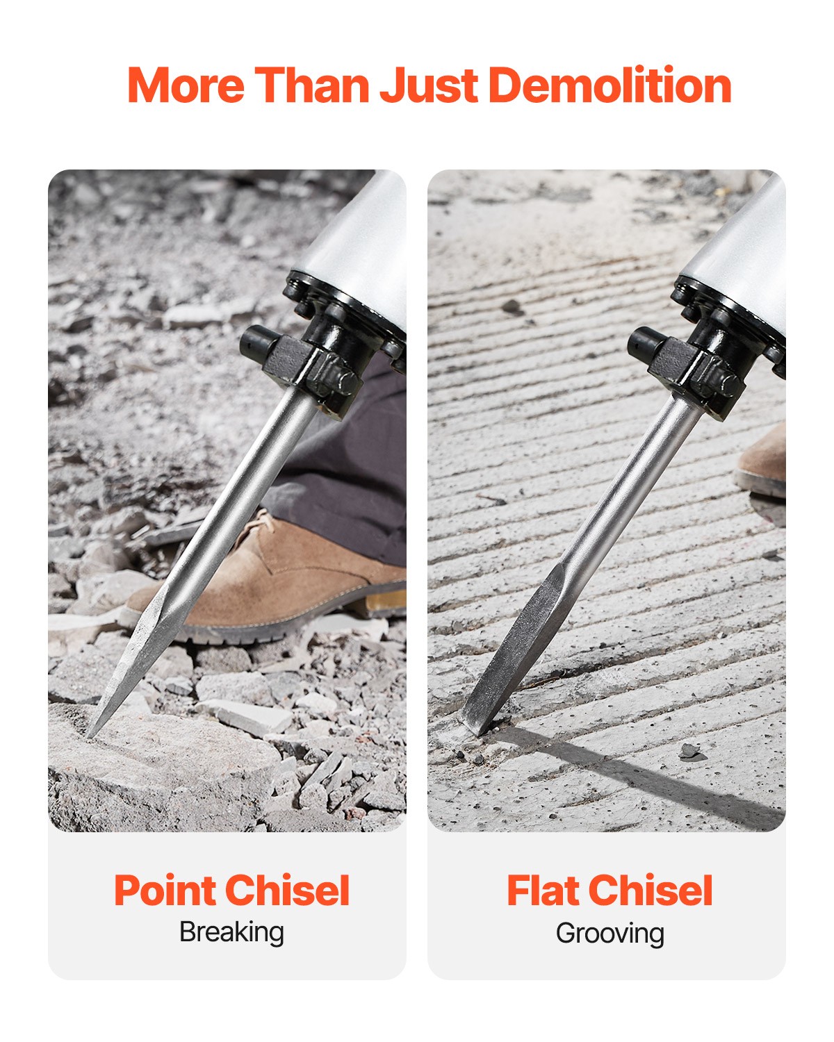 VEVOR Demolition Jack Hammer Concrete Breaker 2200W Electric Hammer 2Chisel Bits