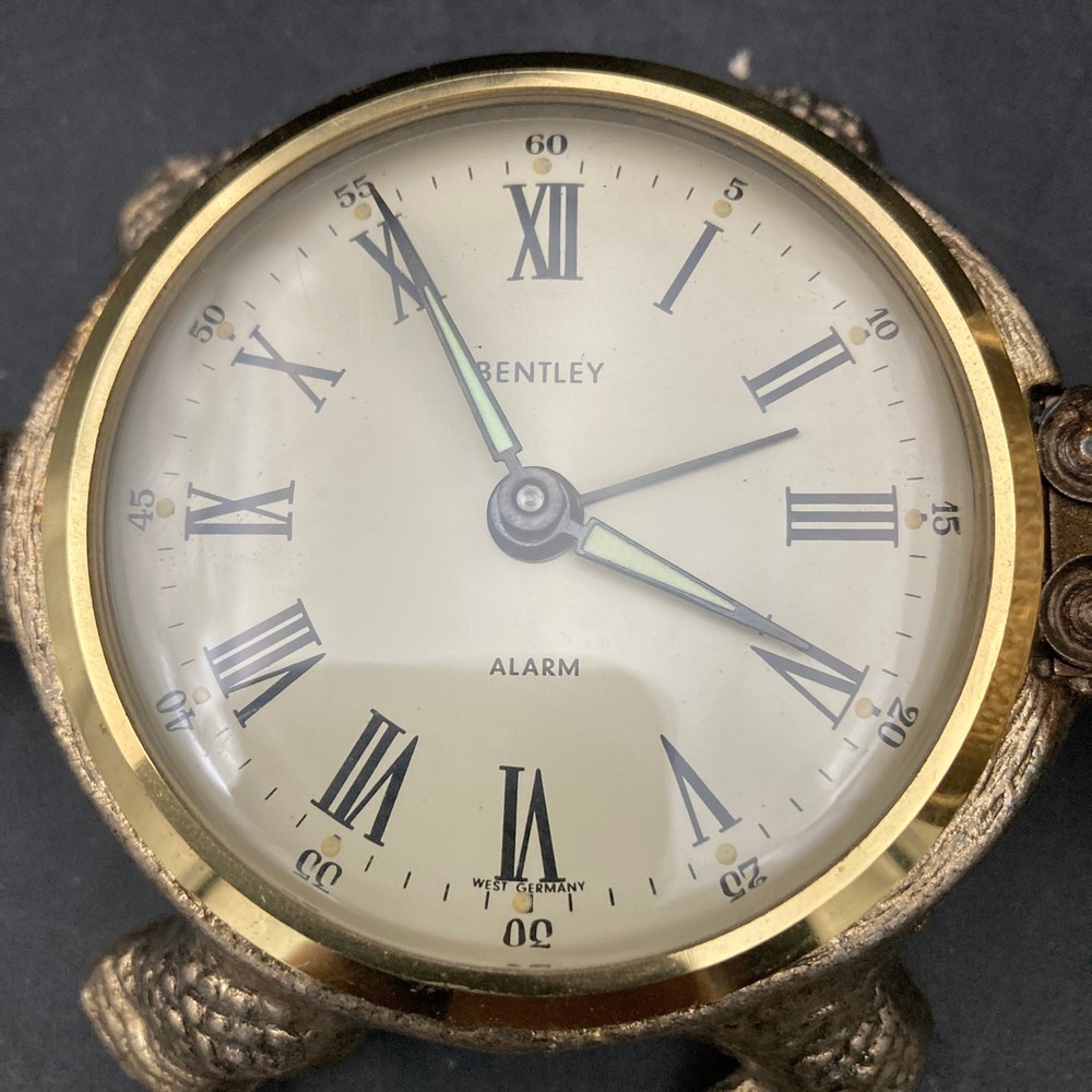 Desktop Bentley Alarm Clock in a Solid Brass Turtle Base/Clock NOT Working AS-IS