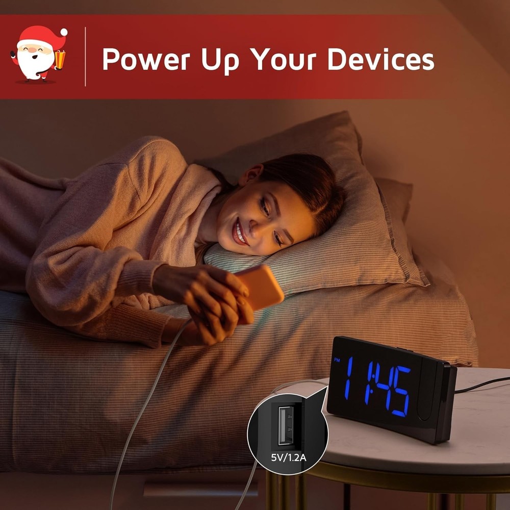 Projection Alarm Clock, Digital Clock with 180°
