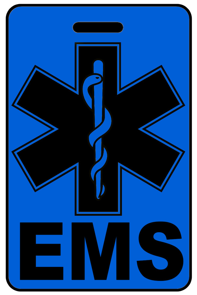 Personalized Hi-Viz Blue EMS Luggage/Gear Bag Tag