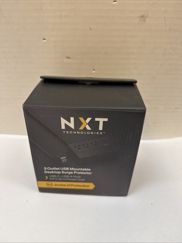 NXT Technologies 3-Outlet Plus USB Desktop Surge Protector 5' Cord 900 Joules