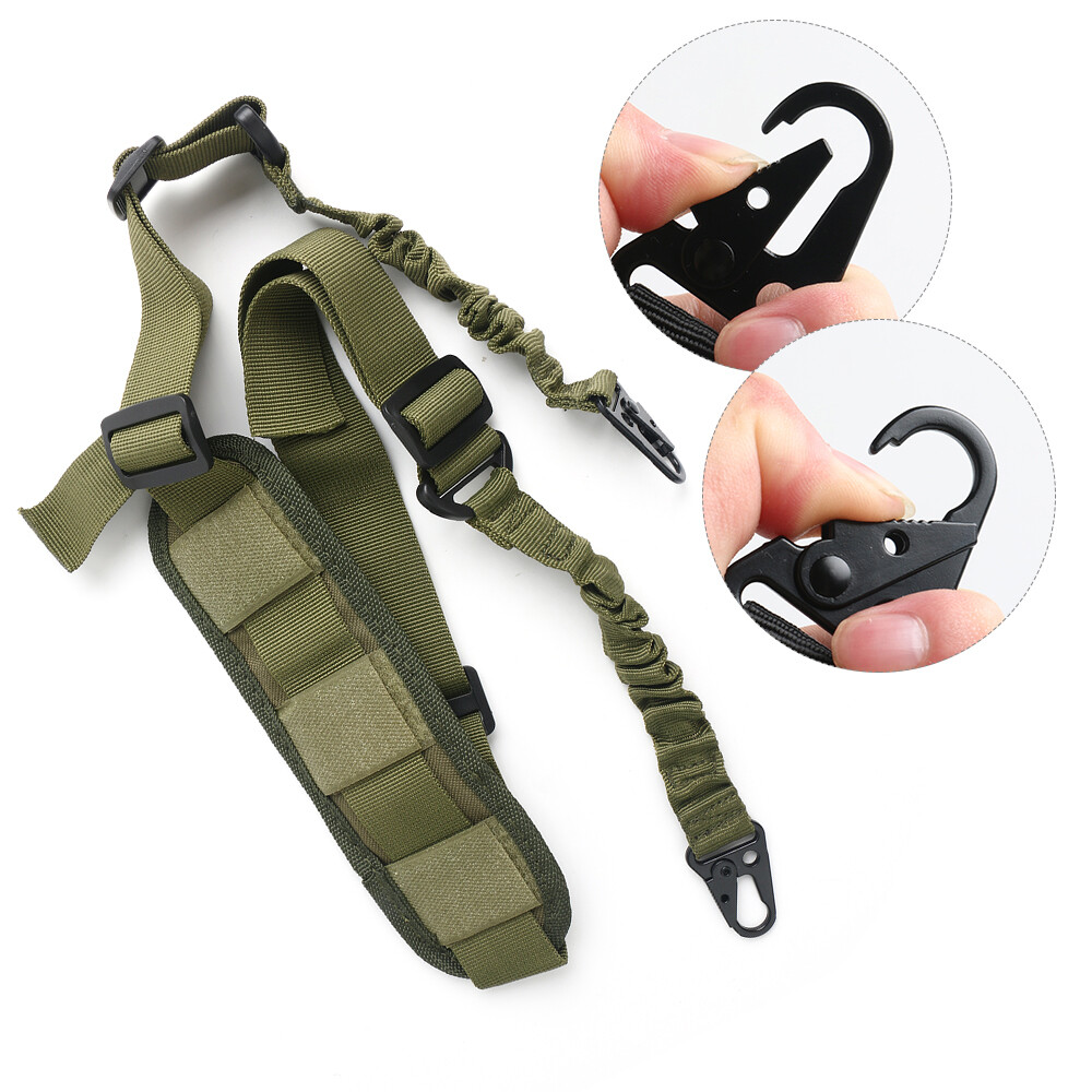 Green Two 2 Point Sling Strap + Sling Shoulder Pad +D Ring +MLOK QD Swivel Mount