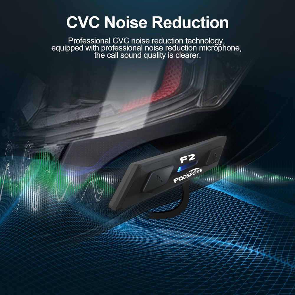 FOD F2 Motorcycle Intercom Headset Wireless 5.4 Communication System 1000M 2 Way