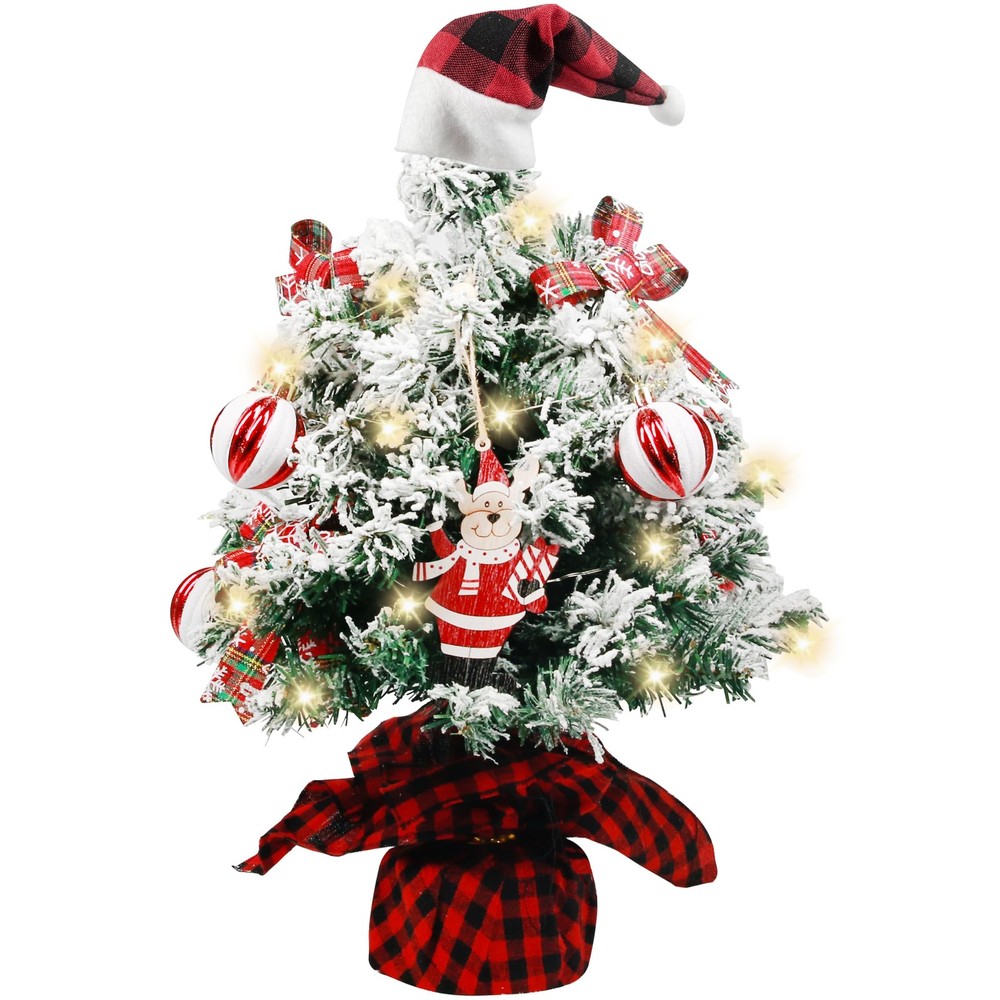 Mini Christmas Tree 24 Inch Lighted Tabletop Artificial Decor LED Music