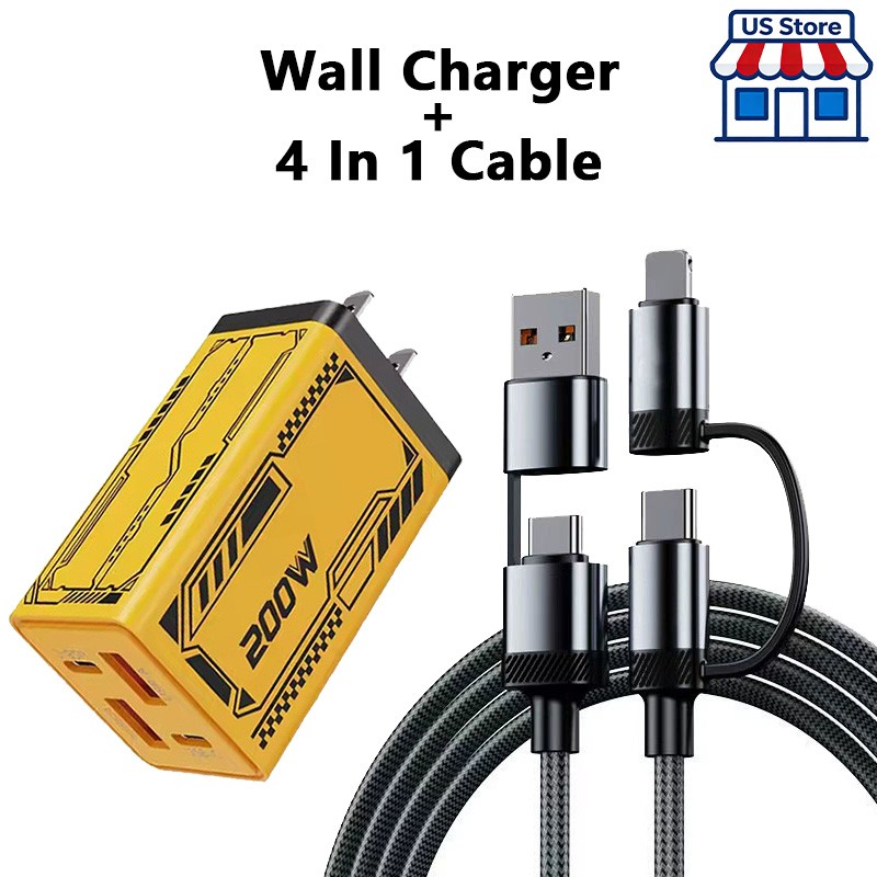 200W Super Fast Charging Type C Wall Charger For Samsung iPhone Android Phone US