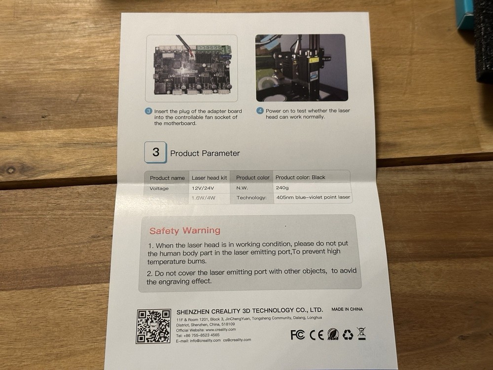 Creality adjustable focus blue- violet Laser kit