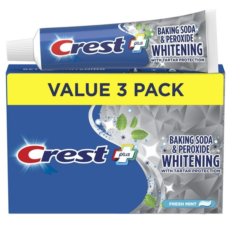 Crest Plus Baking Soda & Peroxide Teeth Whitening Toothpaste,Mint, 5.7 oz,3 Pack