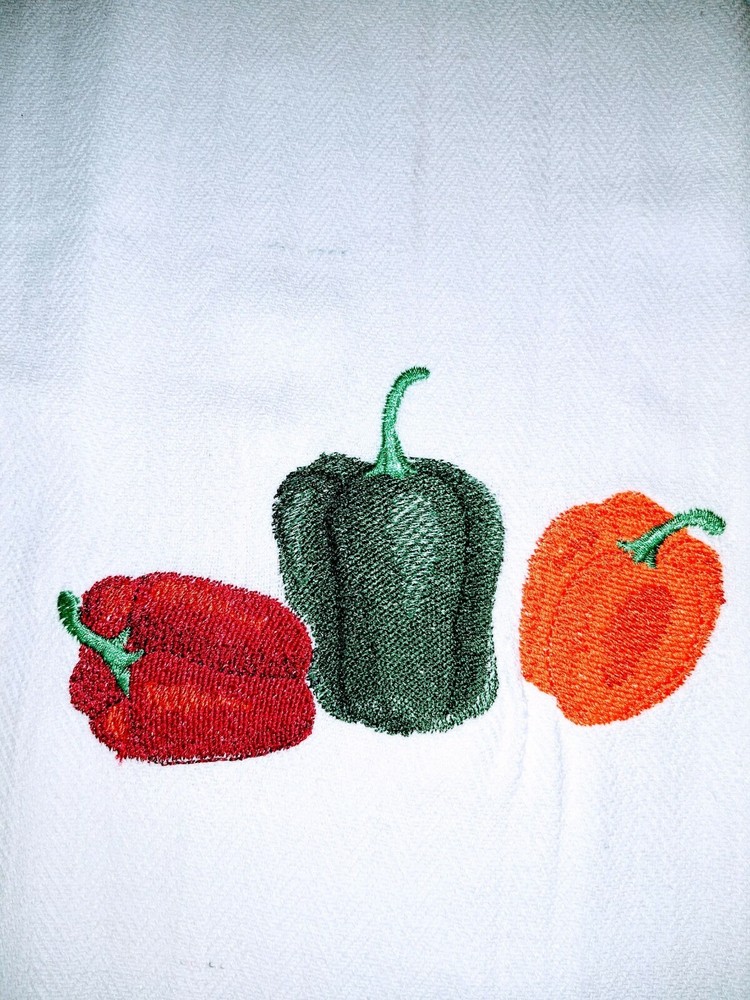 CUSTOM EMBROIDERED KITCHEN TOWELS - PEPPERS