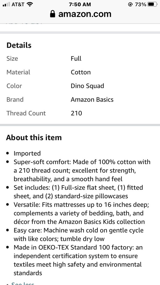 NIP Amazon basics dino squad full queen sheet set 4 piece