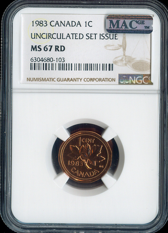 1983 Canada Small Cent NGC MS67 RD MAC - Quality