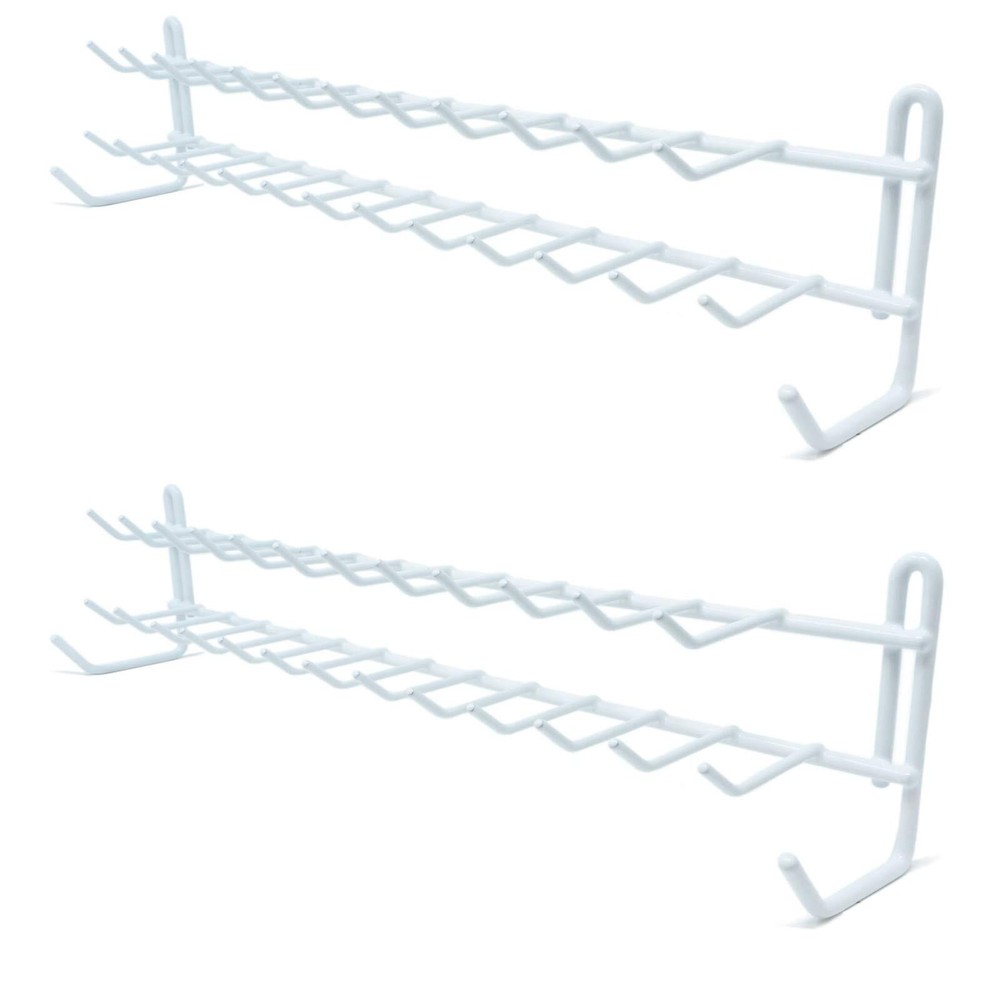Wall Mount Tie And Belt Rack Organizer White 2 Pack