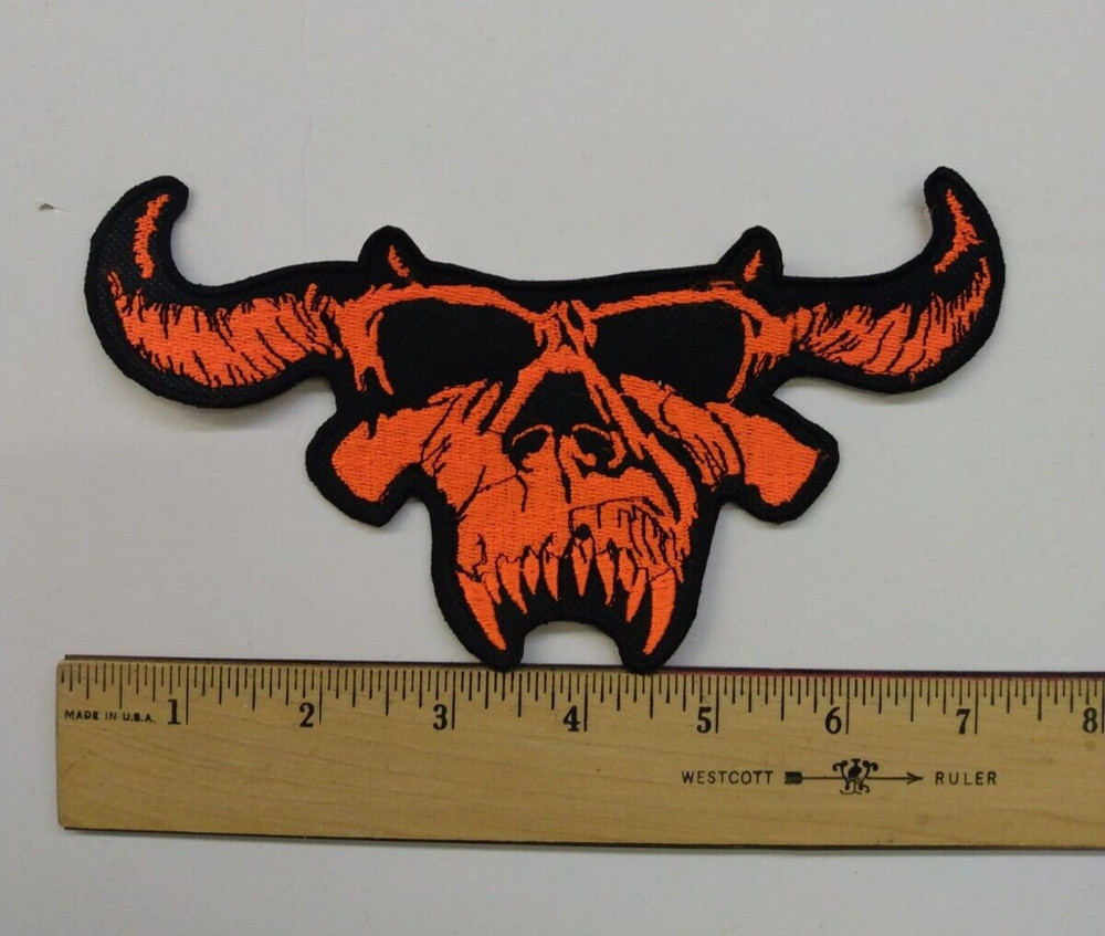 Danzig Skull Patch Orange 7" Custom Embroidered Patch
