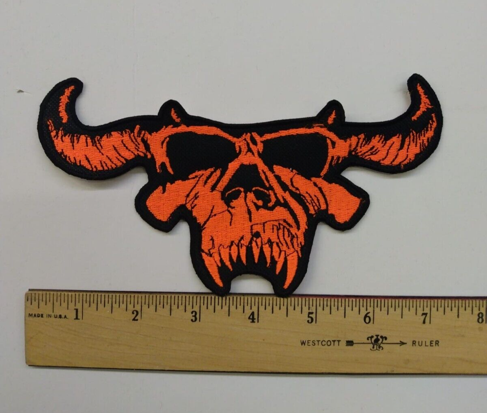 Danzig Skull Patch Orange 7" Custom Embroidered Patch