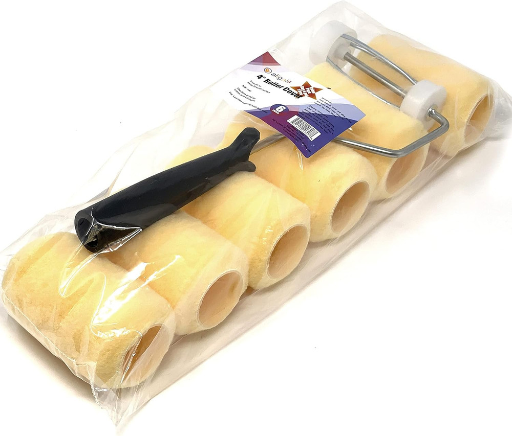 6-Piece 4 Inch Shedless Roller Covers with Roller Frame - TH10307