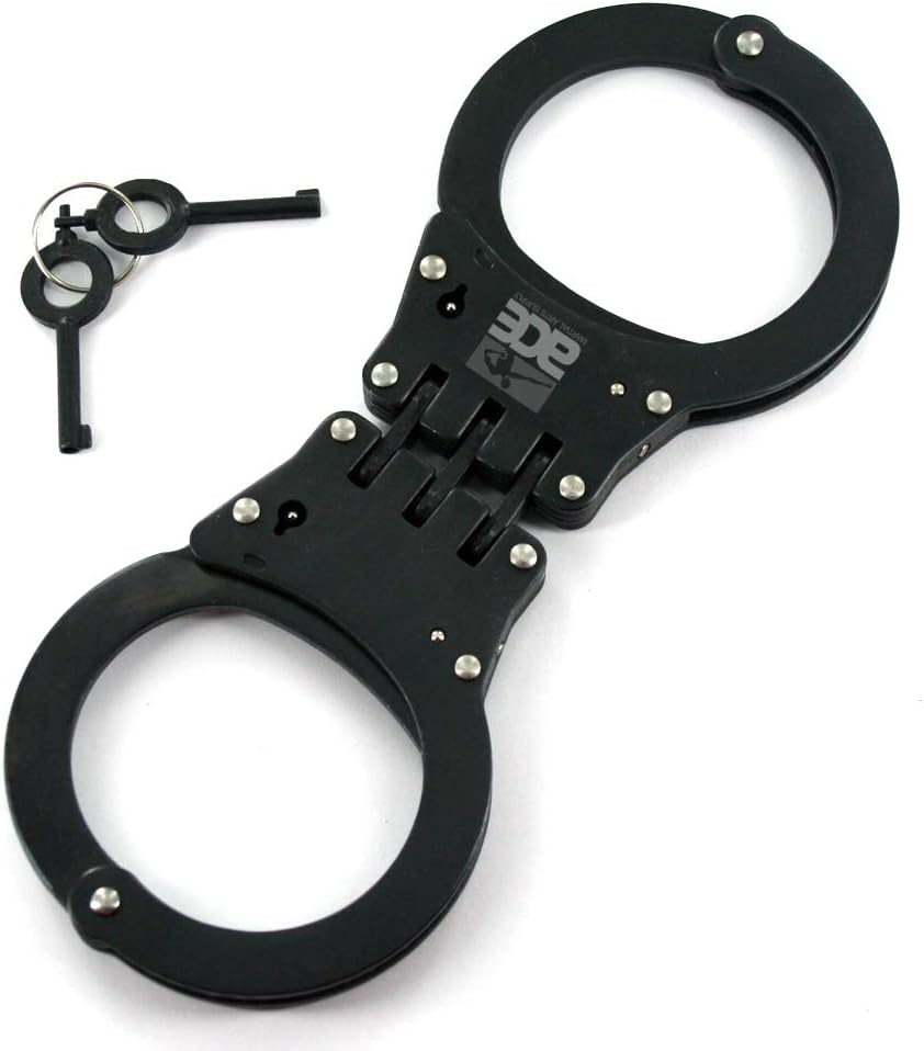 Heavy Duty Handcuffs and Keys (Black Hinge)